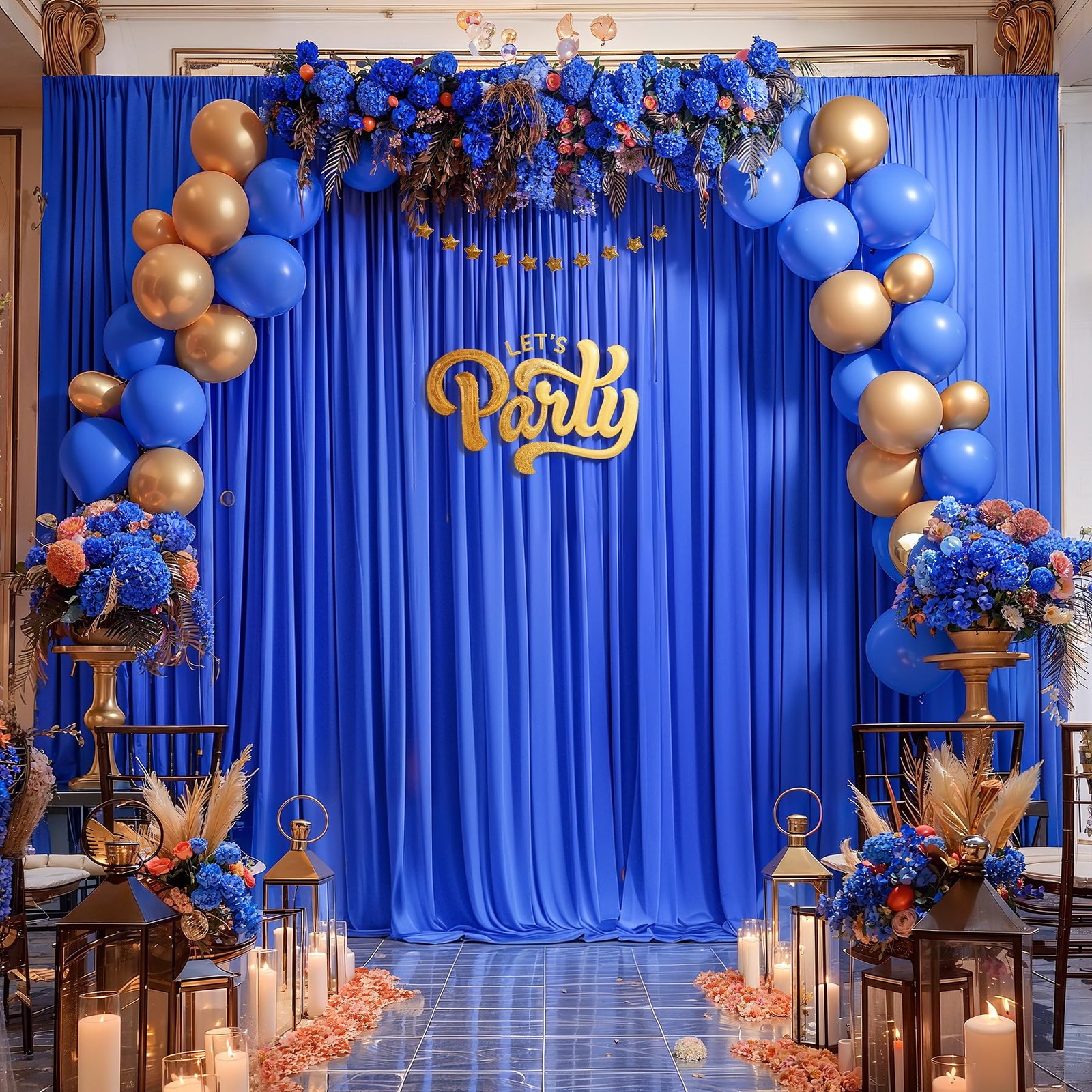 10x10ft Royal Blue Backdrop Curtain Panels Wrinkle Free Polyester Photo