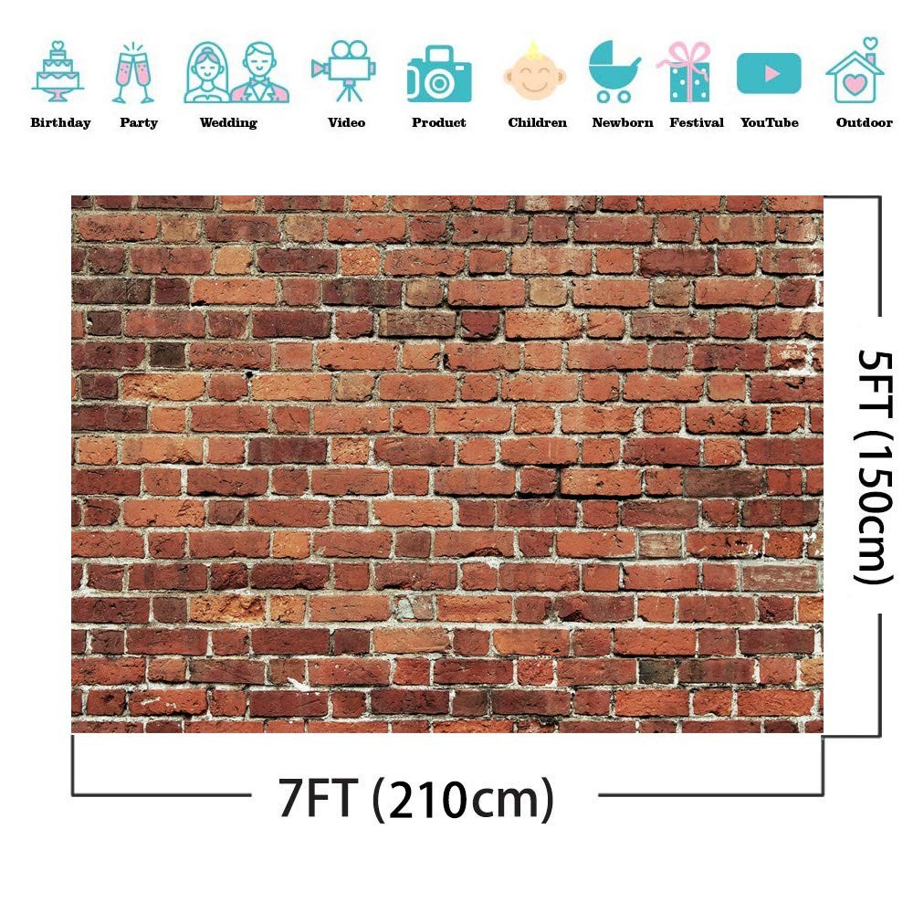 AIIKES 7x5FT Red Brick Wall Backdrop Brick Photography Backdrops Baby Birthday P