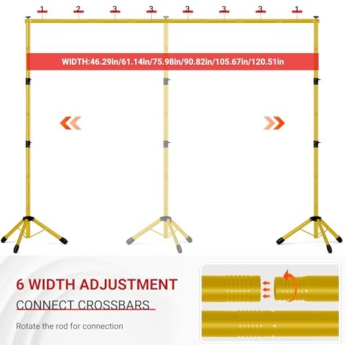 10×8.5 FT Backdrop Stand for Parties, Adjustable Photo Backdrop 10×8.5ft Gold