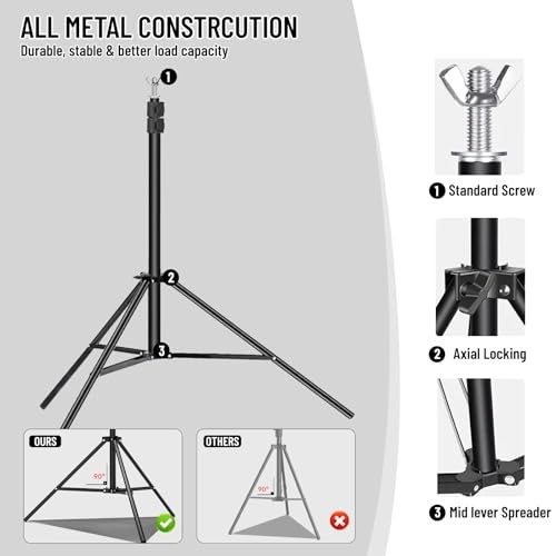 8.5X10 FT Photo Background Stand with 10X12 FT Black Backdrop Stand + Black
