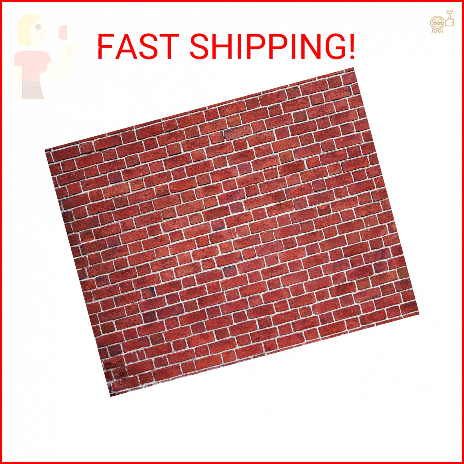 VitalCozy 10 x 8 ft Brick Wall Backdrop for Photoshoot Polyester Fabric Red Bric