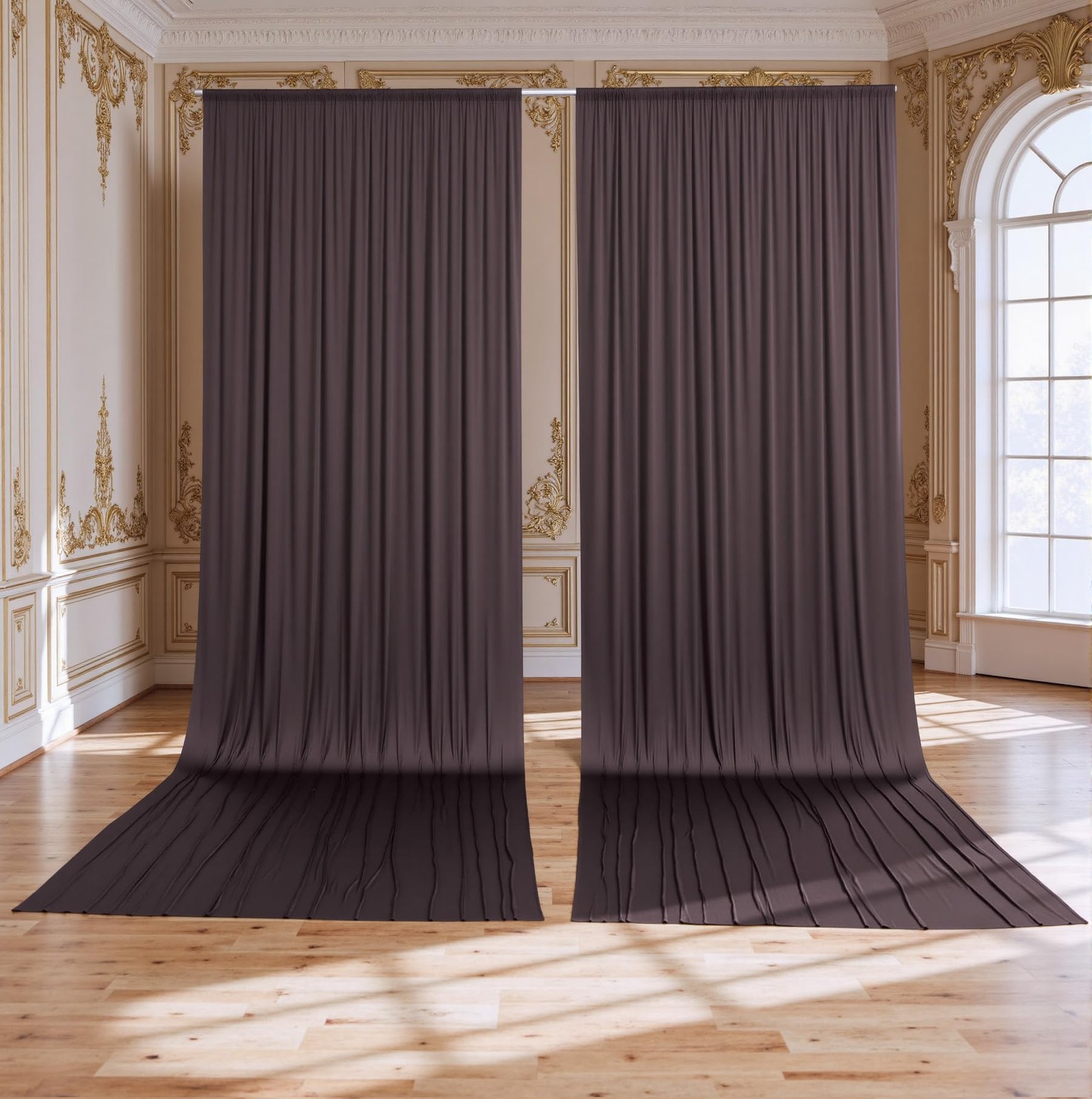 10×15 Ft Brown Backdrop Curtains Wrinkle Free Polyester 2 Panels Wedding