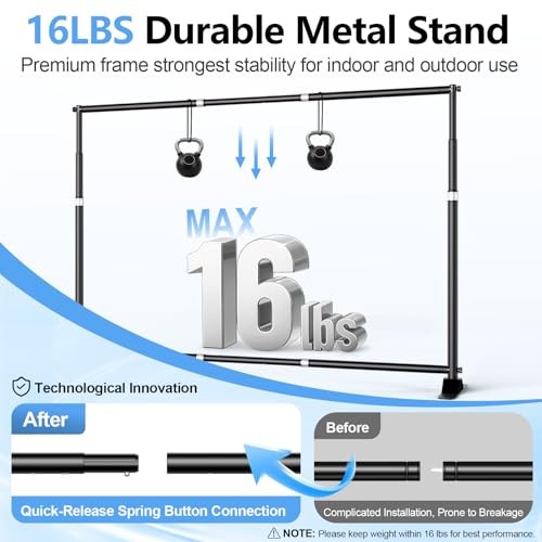 10 x 8FT Backdrop Banner Stand, Heavy Duty Adjustable Photo 8x10ft Black