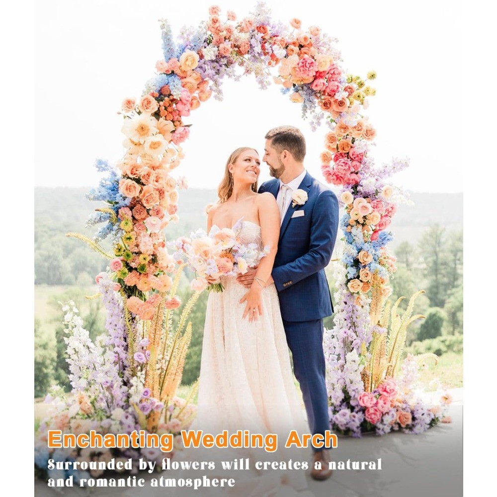 6.6FT Metal Wedding Arch Stand with Base, Backdrop Frame, Black