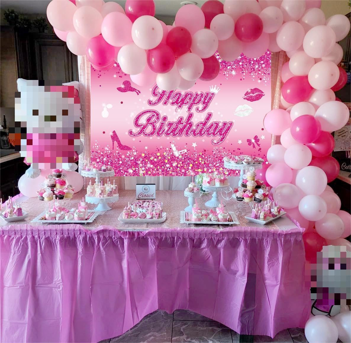 Pink Flash Birthday Backdrop 7X5Ft Hot Pink Shining Sequins Photography Backgrou