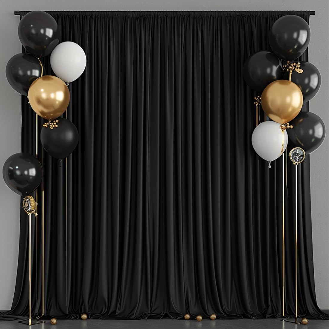 10×7 FT Black Backdrop Curtain Party Soft Fabric Drape Wedding Birthday Decor
