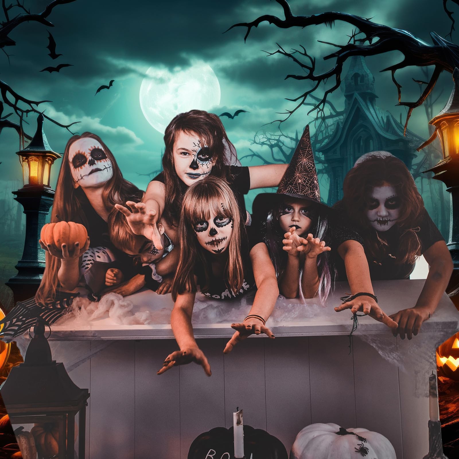 Peryiter Halloween Backdrop for 7x5ft, Multicolored (as shown in the picture)