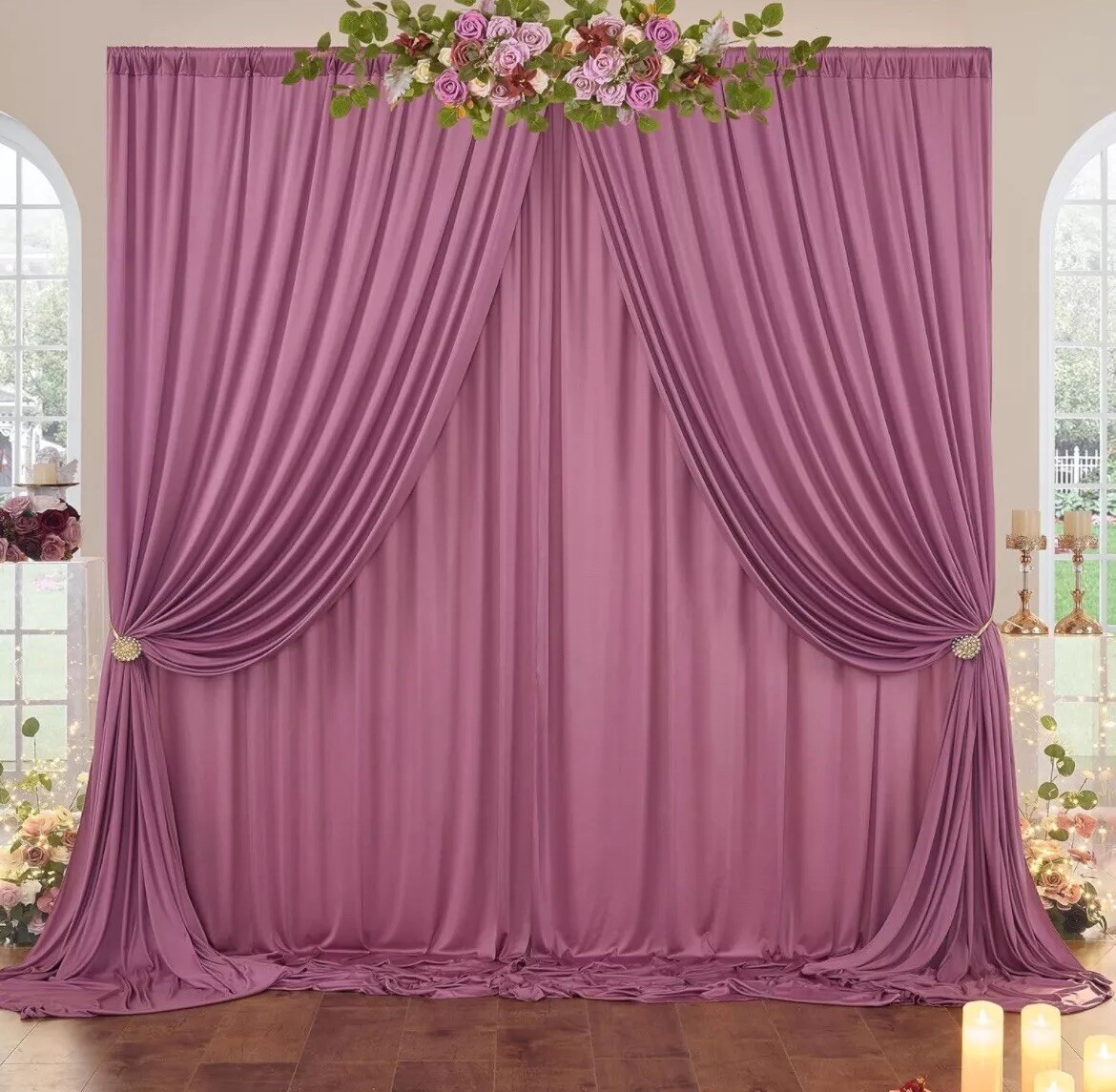 2pk Photography Backdrop Curtain Party Wedding Photo Booth Background Dusty Rose