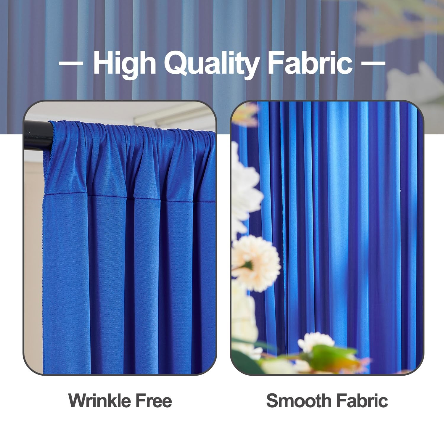 10x10ft Wrinkle Free Royal Blue Backdrop Curtains & Navy Blue Backdrop Drapes…