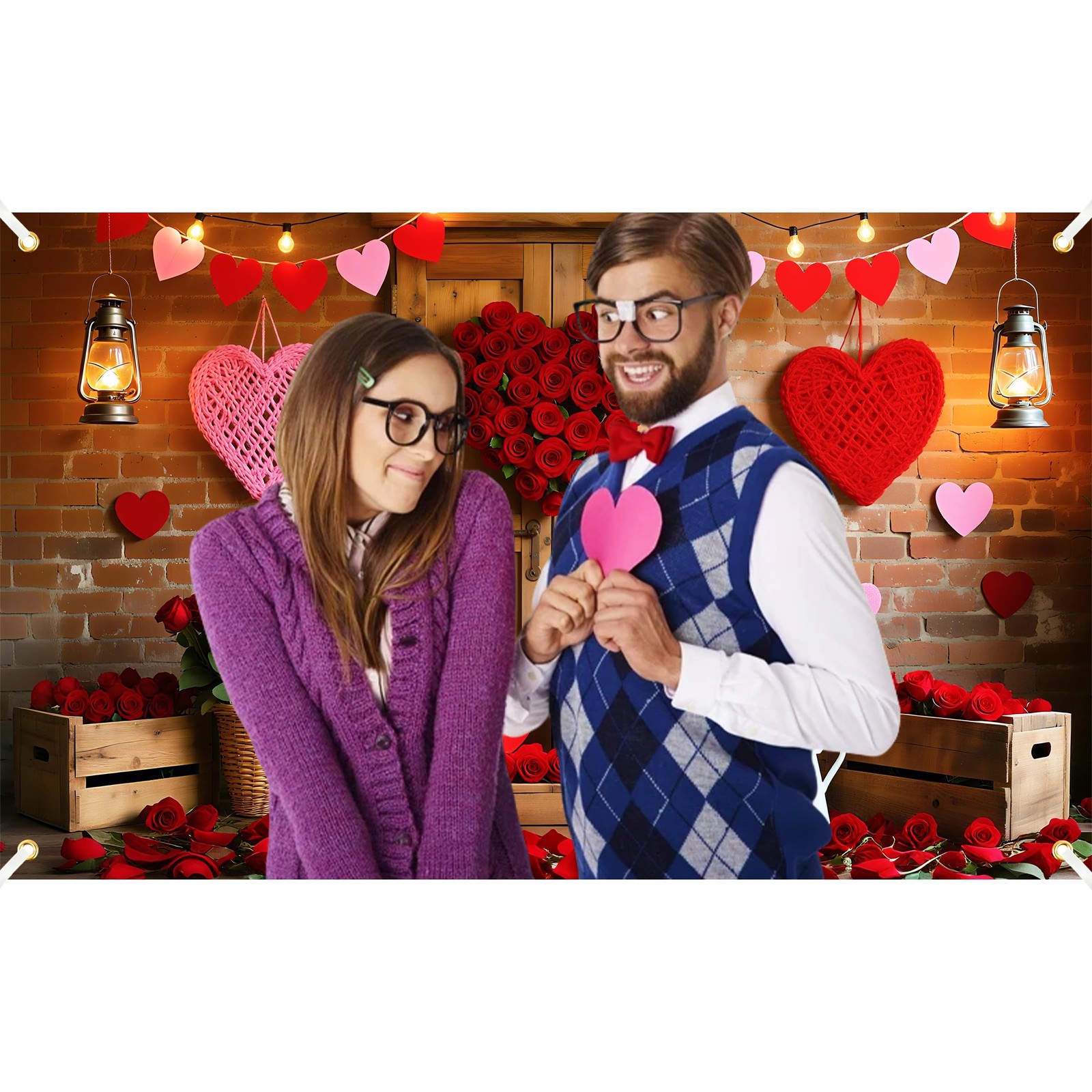 6×4 Feet Valentine’s Day Backdrop Photography Polyester Photo Rustic Wood