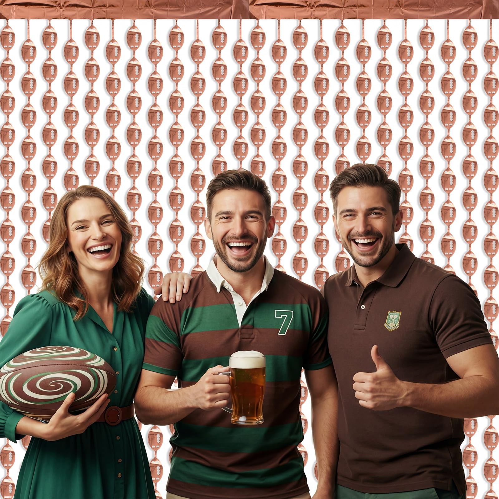 2 PCS Football Party Decor Foil Fringe Curtains Streamer Backdrop 3.3×6.6 Ft