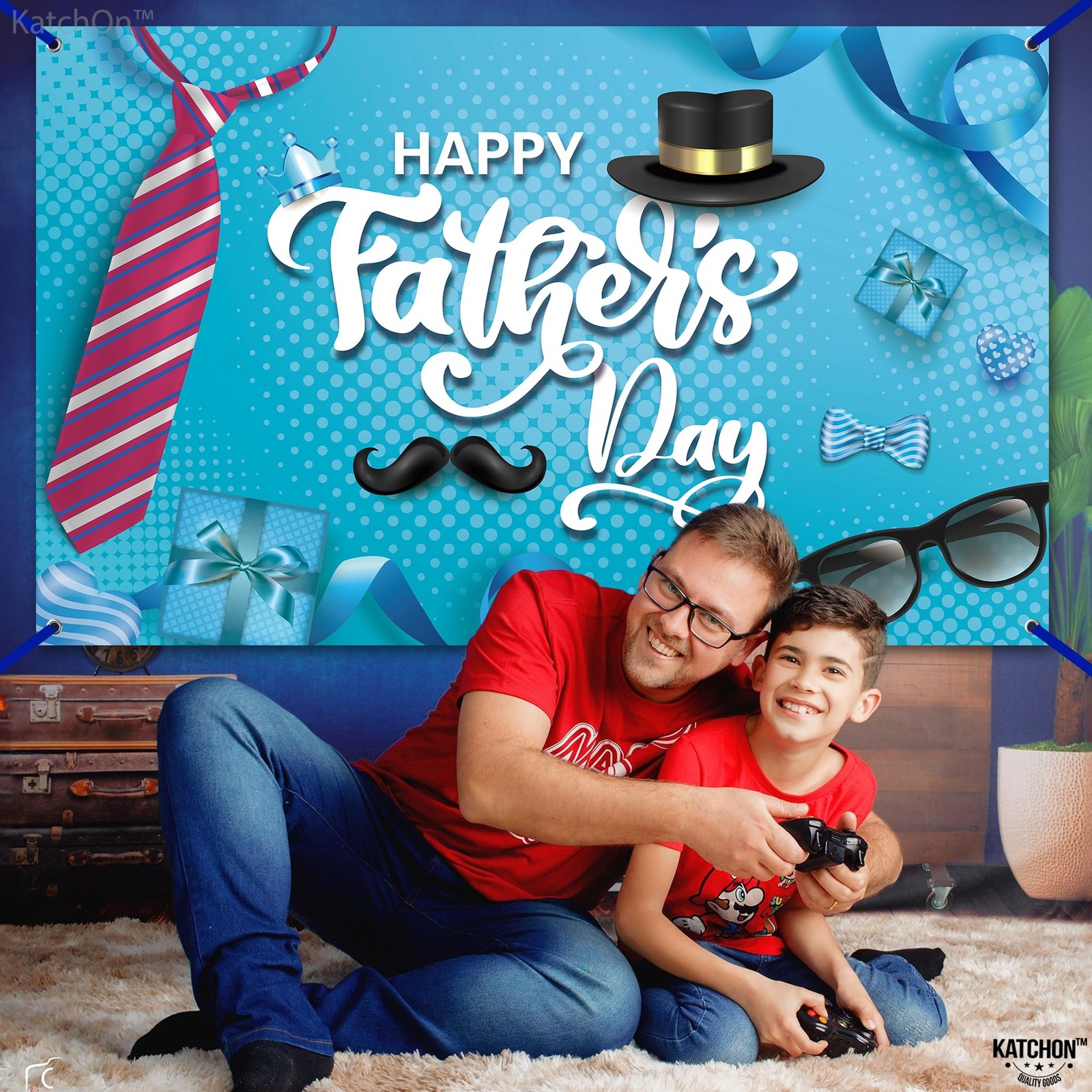 Blue Happy Fathers Day Banner – XtraLarge, 72×44 Inch | Happy Fathers Day Decora