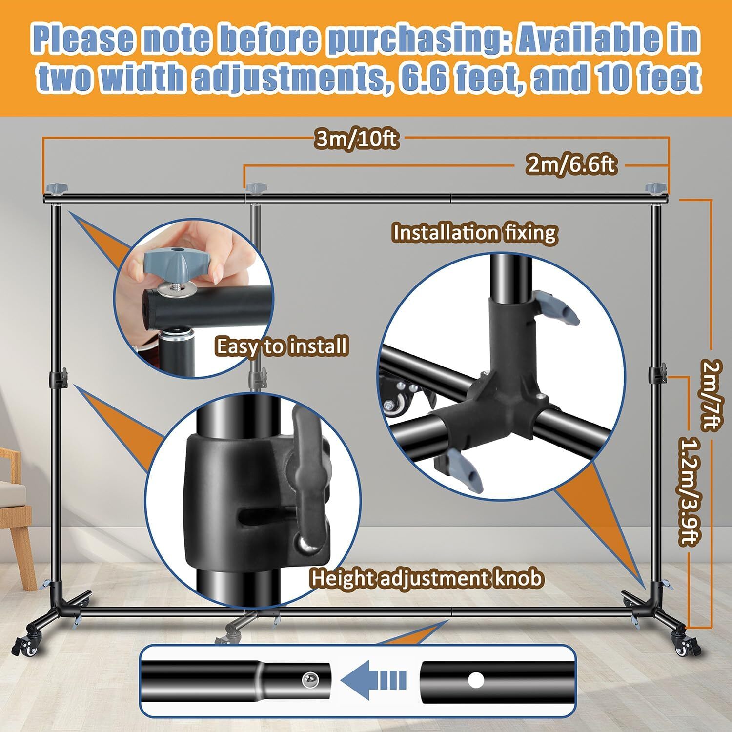 Versatile Heavy Duty Backdrop Stand, 10 * 7ft Adjustable Photo Background Stand