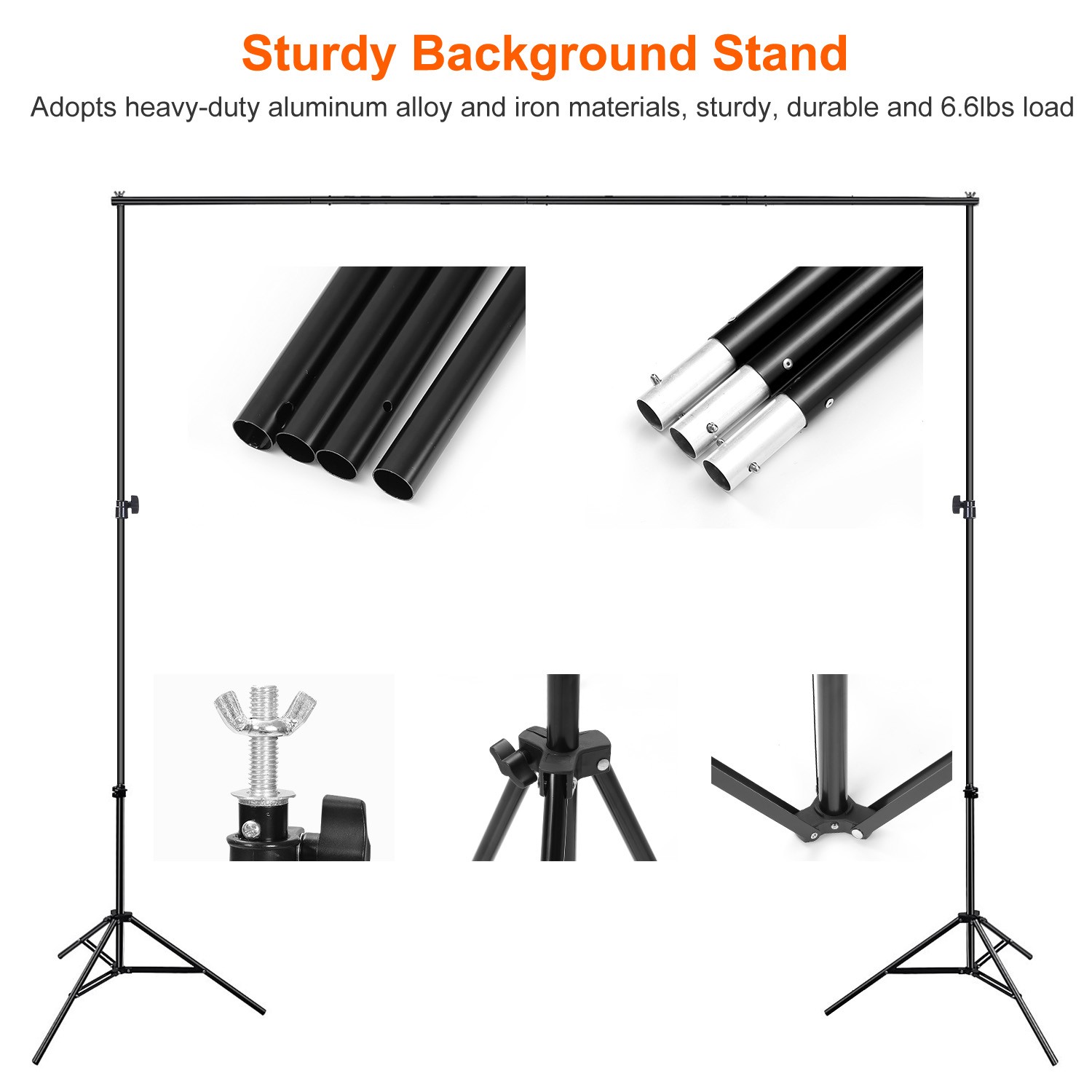 Photography 10Ft Adjustable Background Stand Support Photo Backdrop Crossbar Kit