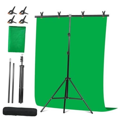 Green Screen Backdrop Kit with Stand – 6.5×5 Ft Portable Green 6.5ft x 5ft