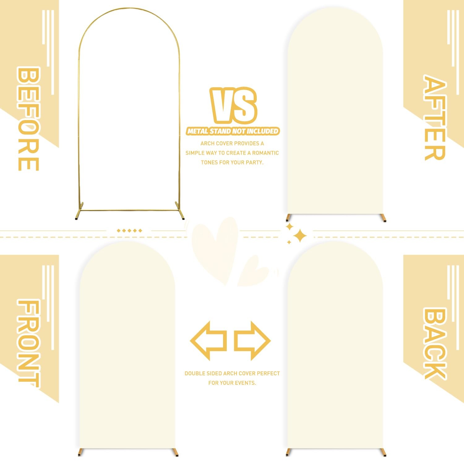 FUHSY Cream Arch Backdrop Covers for Spandex Backdrop Ivory Arch Covers Set o…