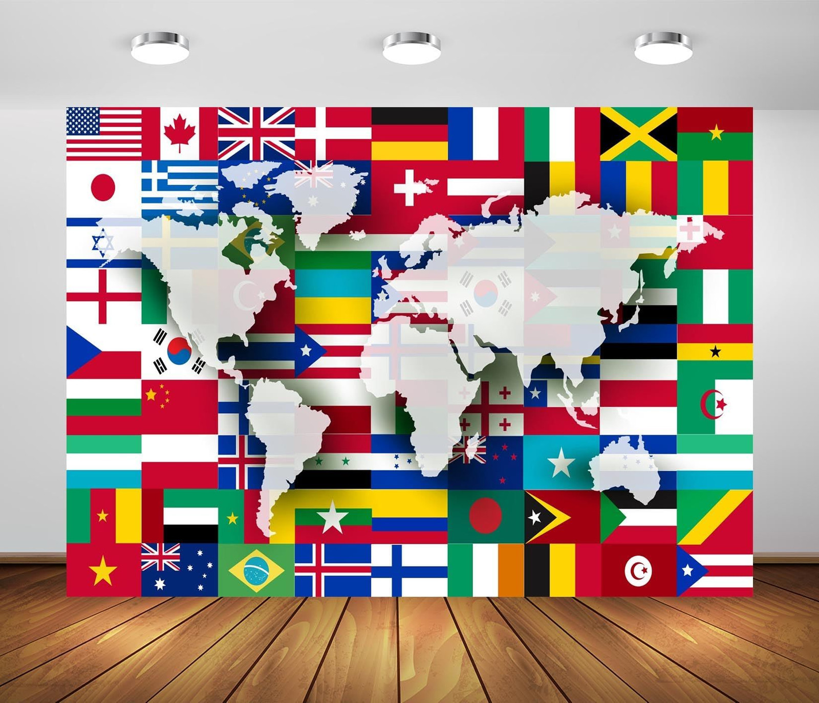 BELECO 7X5ft Fabric World Flags Backdrop Map 7x5FT, CHa50854