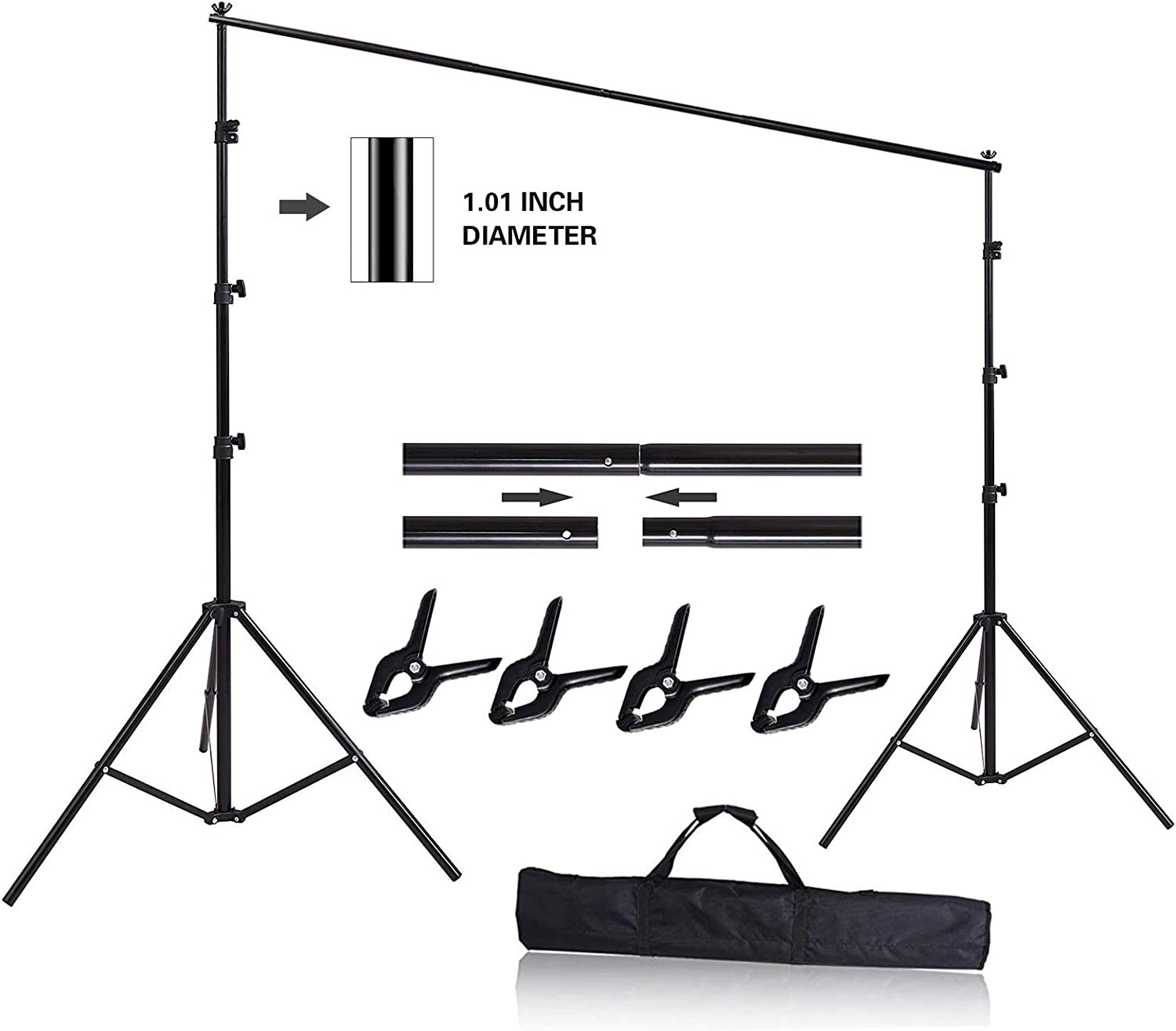 10’x8.5′ Adjustable Photography Backdrop Support System Stand Kit with Carry Bag