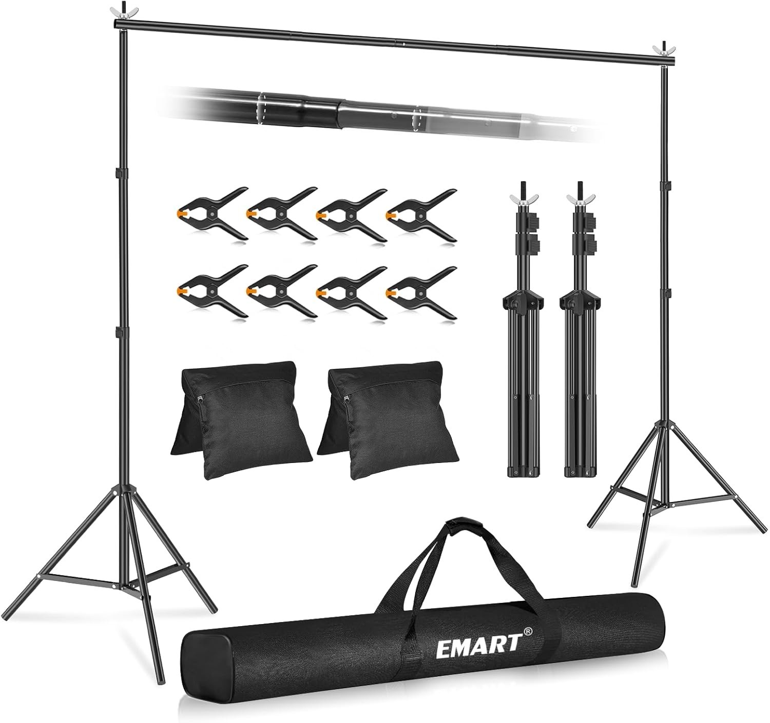 Backdrop Stand 10×7.8ftWxH Photo Studio Adjustable Background Stand Support k…