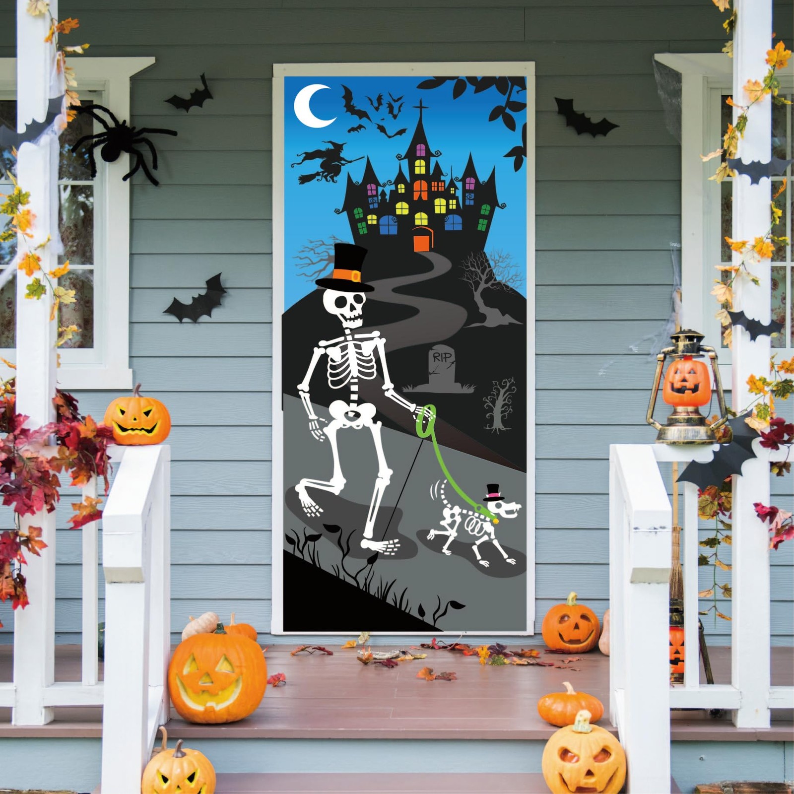 Halloween Door Cover Poster Party Supplies Front Door Sign Banner Holiday Decor