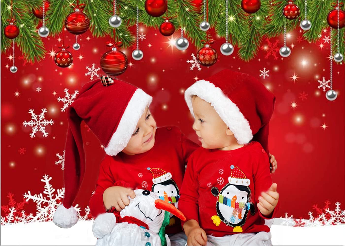 Dudaacvt 7x5ft Red Christmas Backdrop – Snowflake New Year Eve 7x5ft, 336