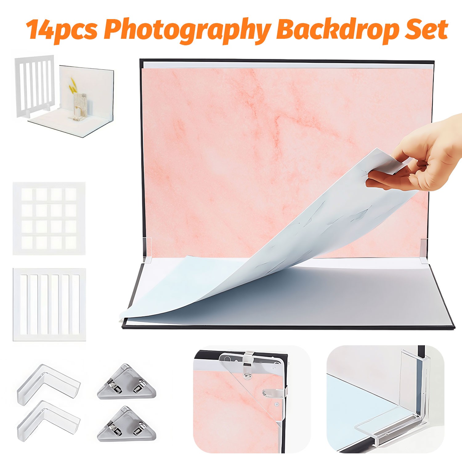 7Pcs Photo Background Paper, 14 Colors Tabletop Backdrop for Product Photography