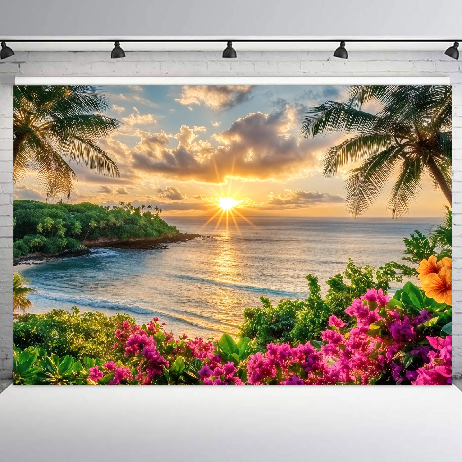 10x8ft Summer Tropical Sunset Landscape Coastal Beach Background for Photography