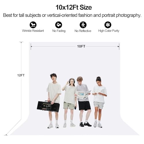10×12 Ft Backdrop Photography Cloth, Large Screen for 10x12ft White