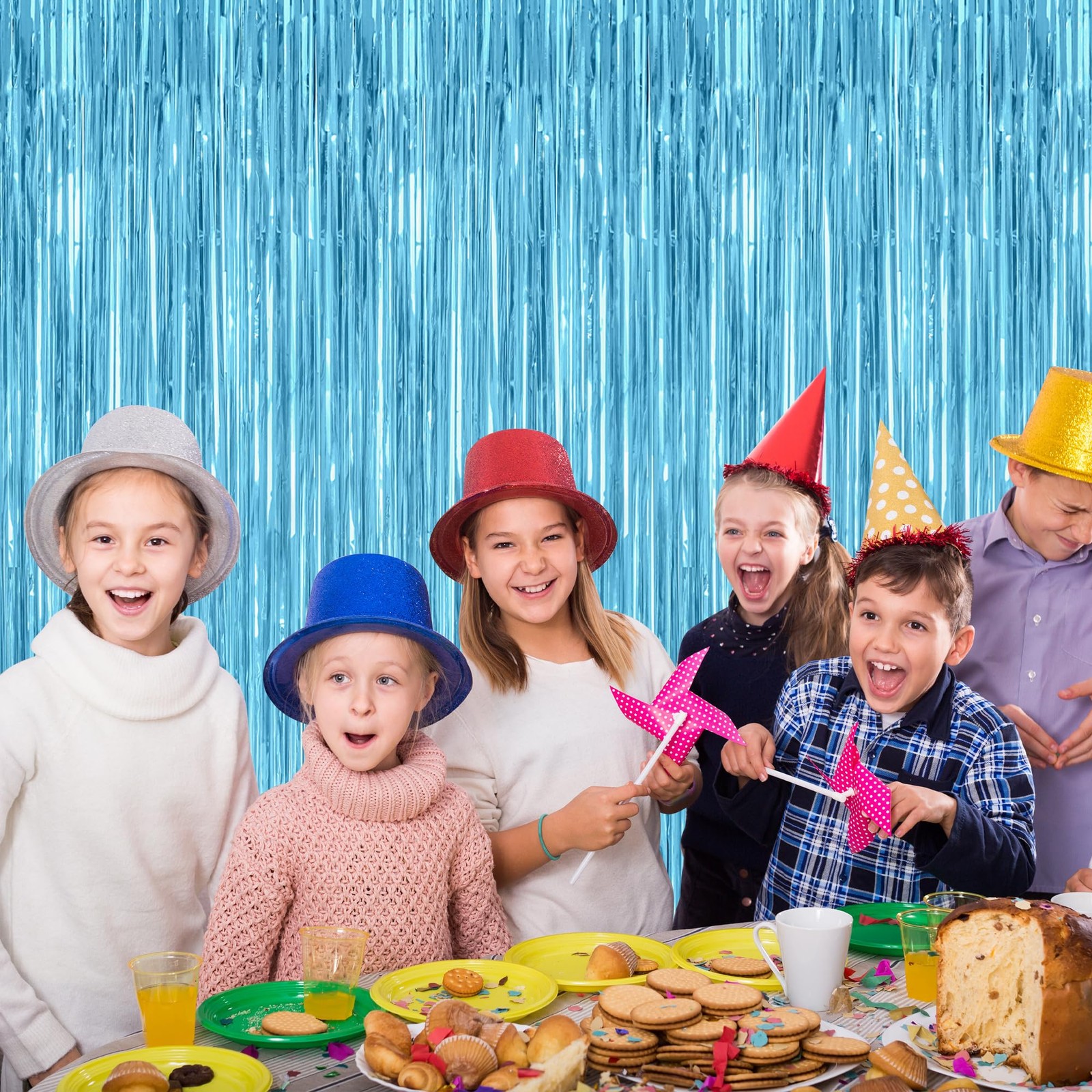 2 Pack Tinsel Backdrop Birthday Party Streamer Fringe Curtains Foil Backdrop