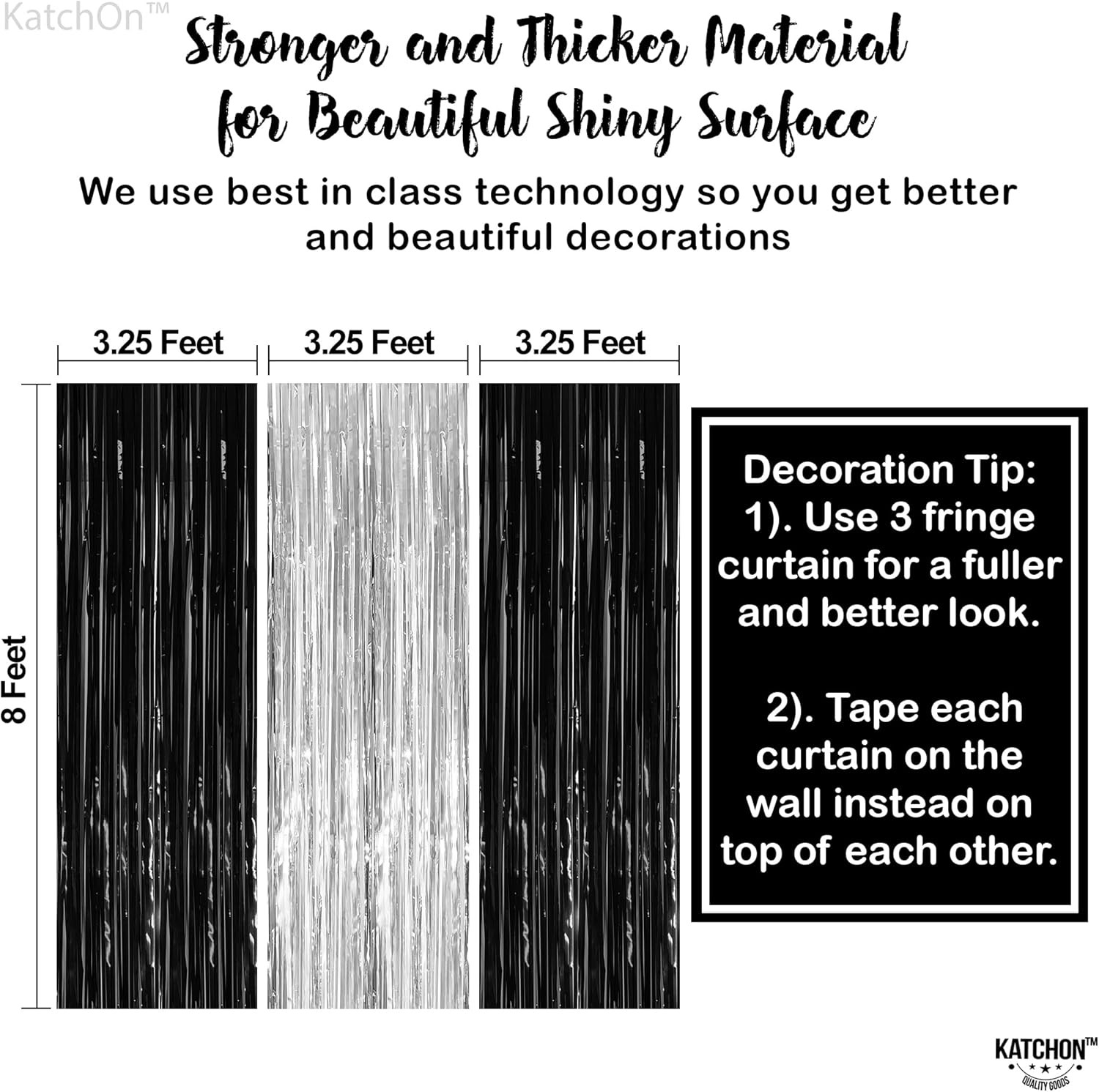 , Xtralarge Black and Silver Backdrop – 3.2X8 Feet, Pack of 3 | Silver and Black