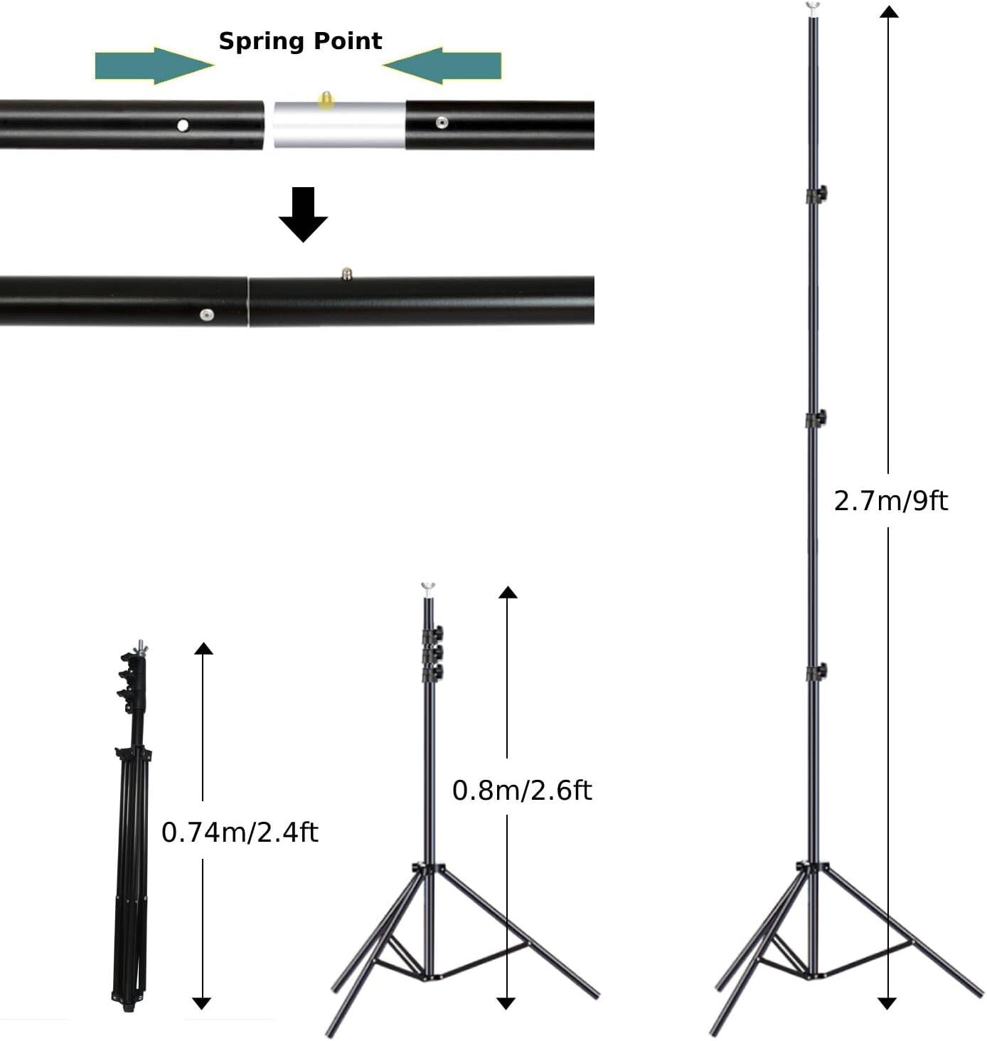 Adjustable Photo Backdrop Stand, 10x9ft(WxH), Aluminum Alloy, Black