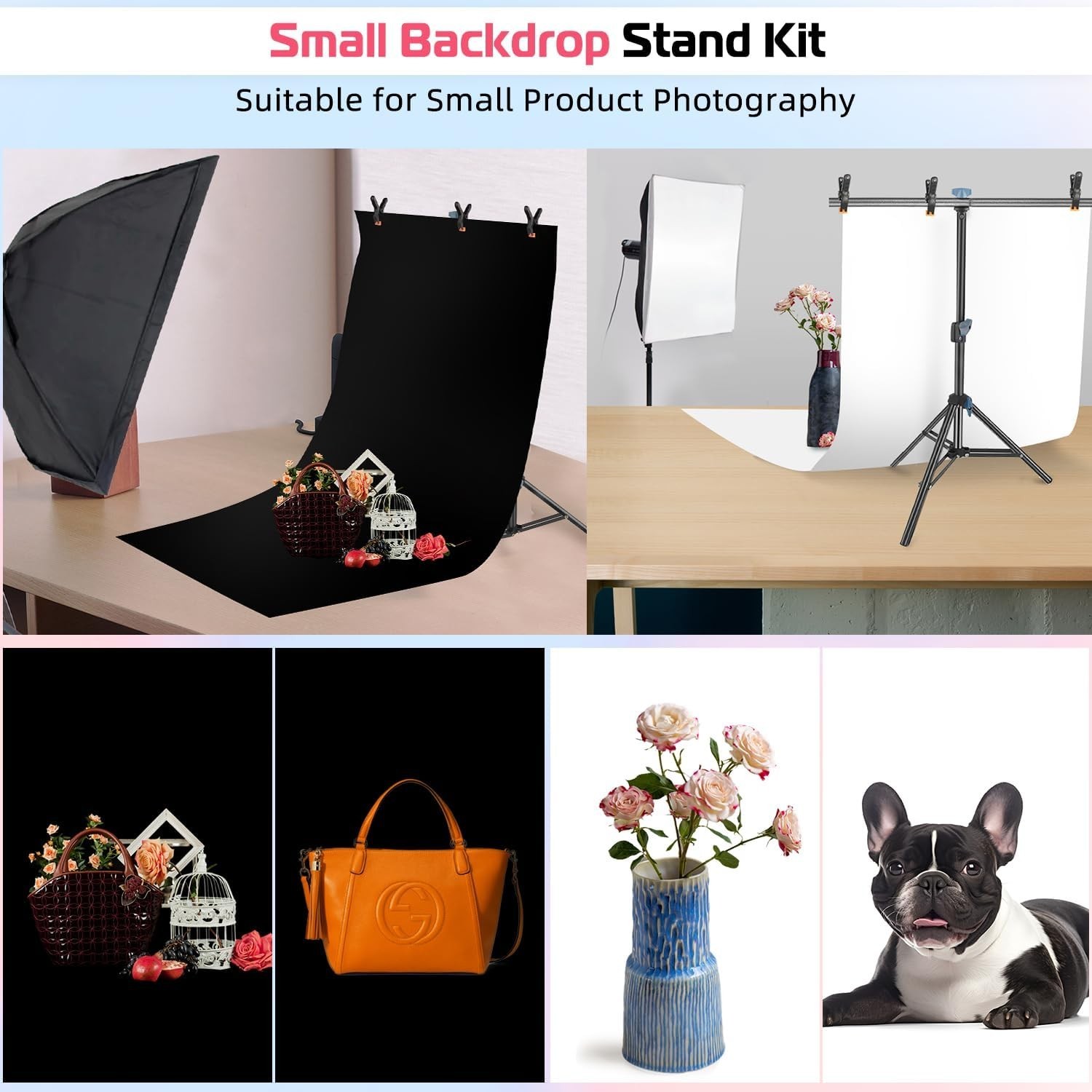 01x 26x50in Photo Background Kit for Jewelry & Cosmetic Shoot – Travel-Friendly