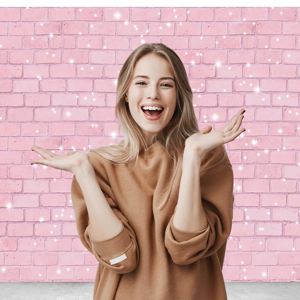 Pink Brick Wall Photography Backdrop 7x5ft Girls Birthday Party Portrait