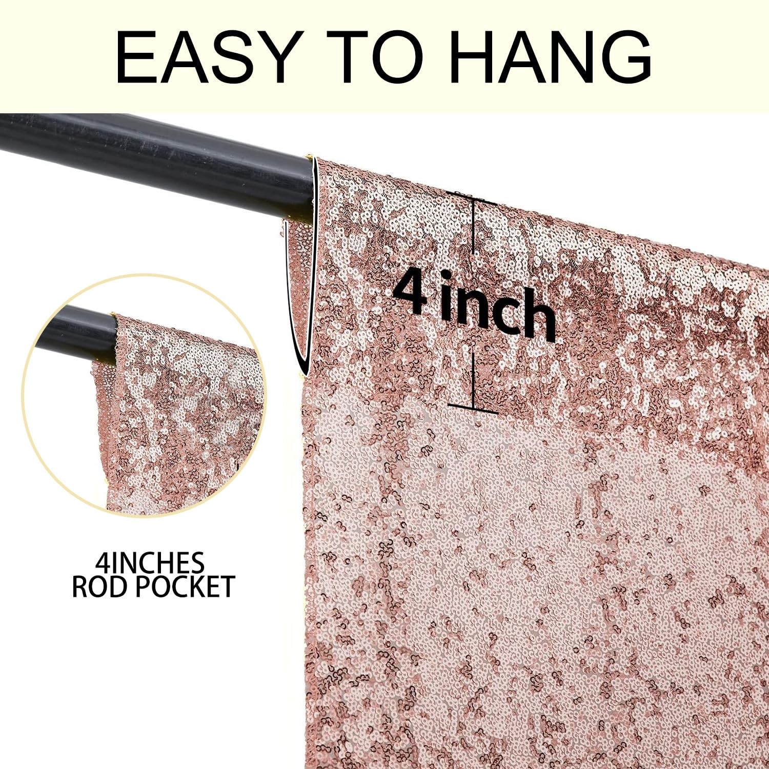 10x10FT Rose Gold Sequin Backdrop Curtain Photography Glitter Background