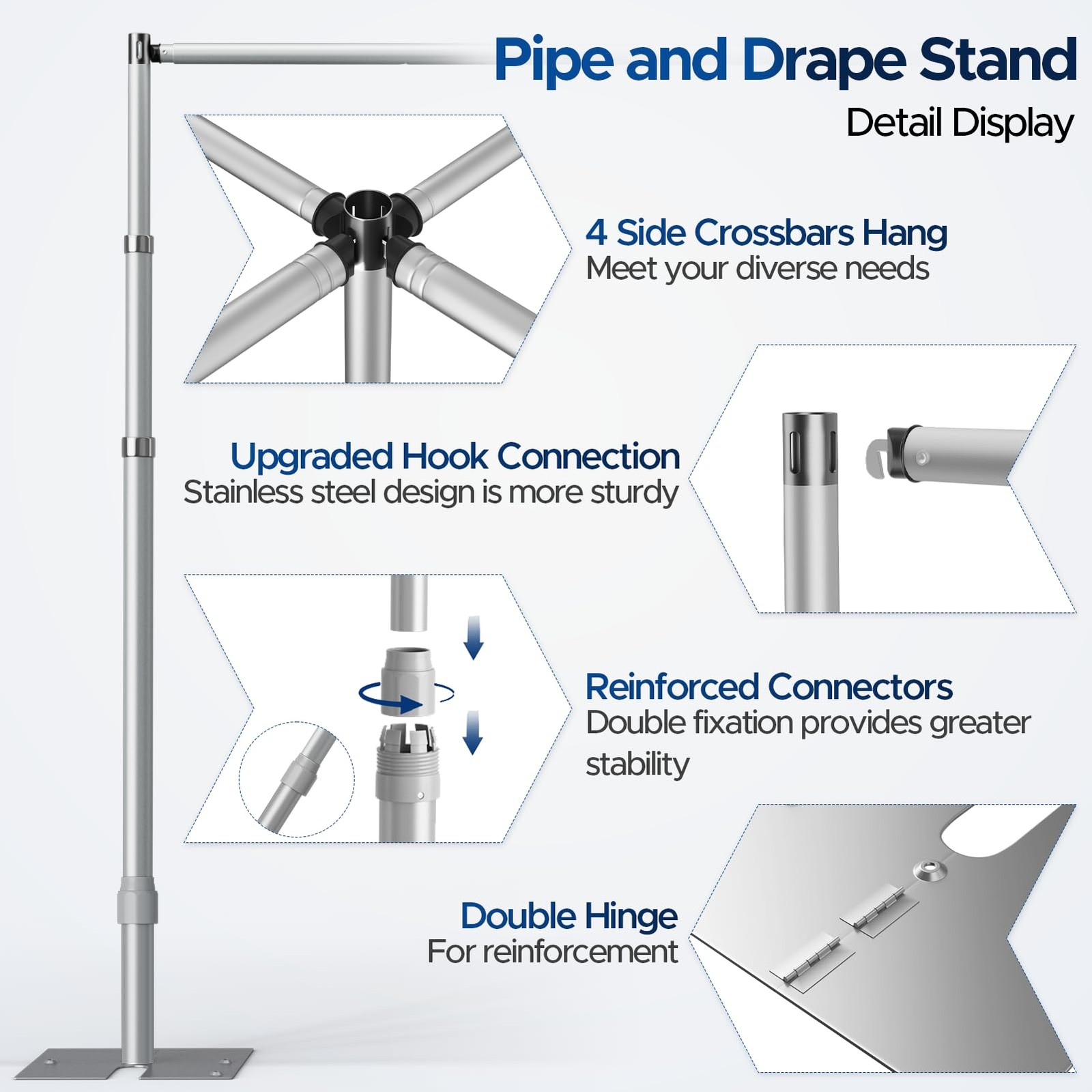 Pipe and Drape Backdrop Stand, 10x10ft Heavy Duty Adjustable Backdrop Frame w…