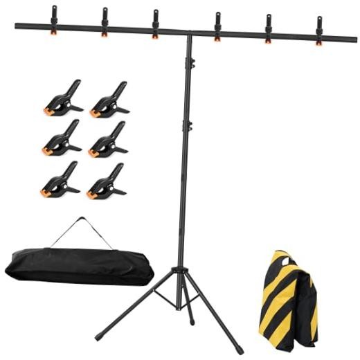 8x5ft T-Shape Backdrop Stand, Adjustable Background Support Stand Kit, 8 x 5 ft