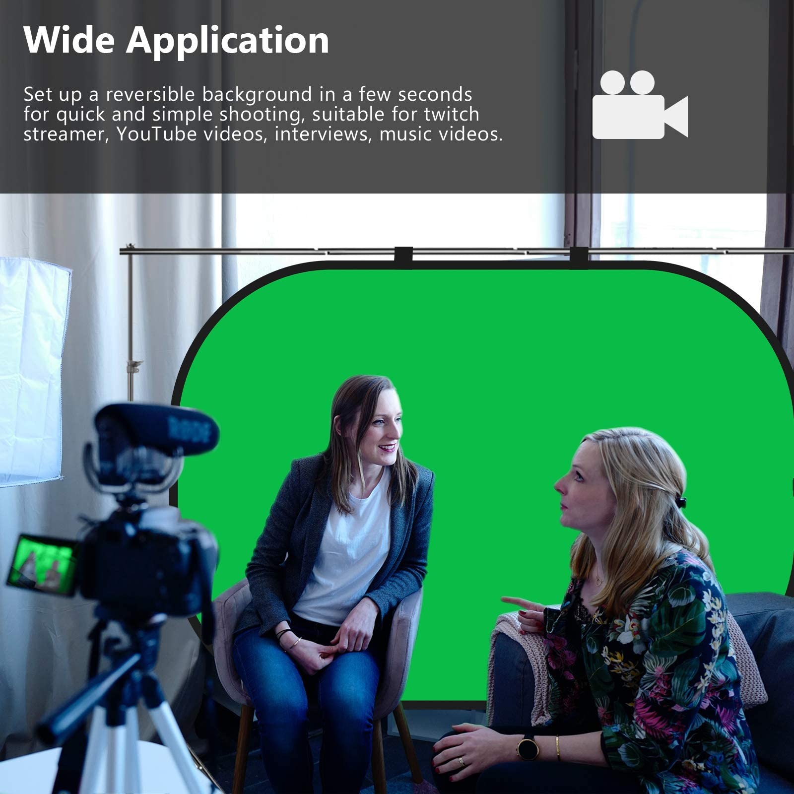 5×6.5ft Pop Up Green Screen, 2-in-1 Blue & Green Collapsible Chroma Key Backd…