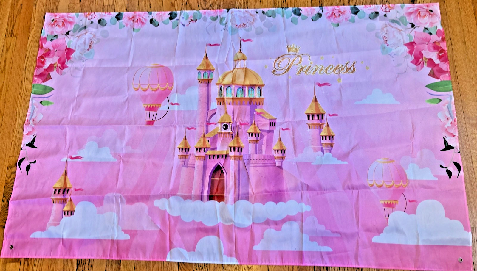 Pink princess castle girl celebration backdrop 6ft X3.5 ft