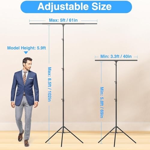 T Shape Backdrop Stand Adjustable Green Screen Photo Banner Holder 8.5x5ft