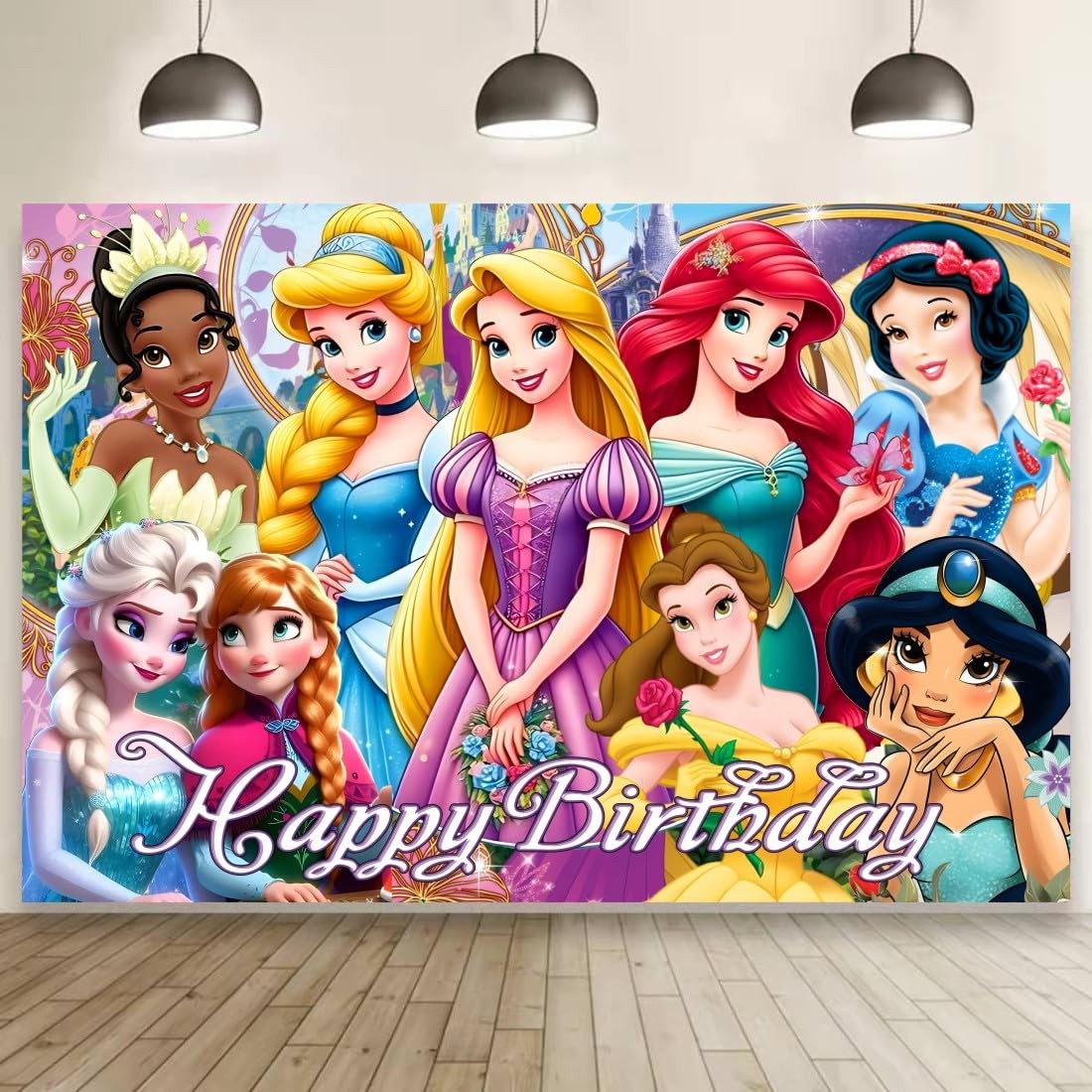 CICICO Princess Wall Decor Backdrop for Themed 5×3.28 feet, Green