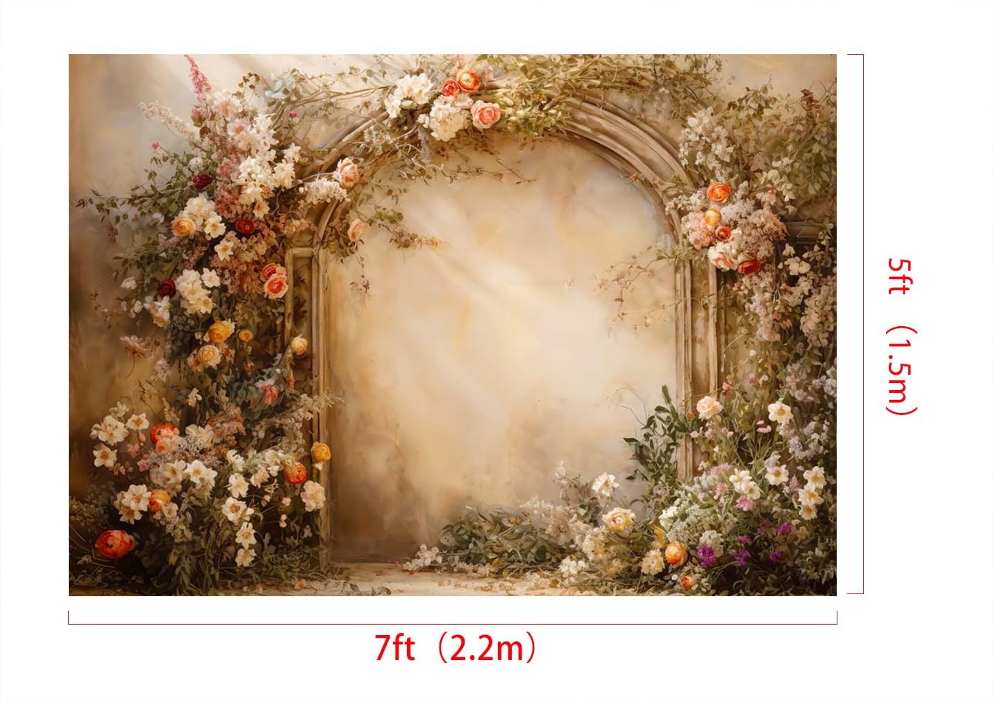7x5ft Spring Flower Wall Backdrops Pregnant Beige Wall Photography Background