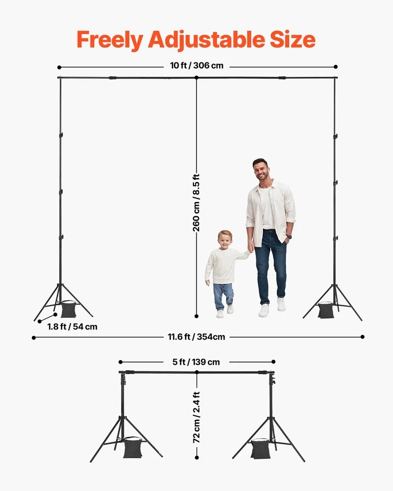 Backdrop Stand Background Banner Kit with 2 Tripod for Party & Photo