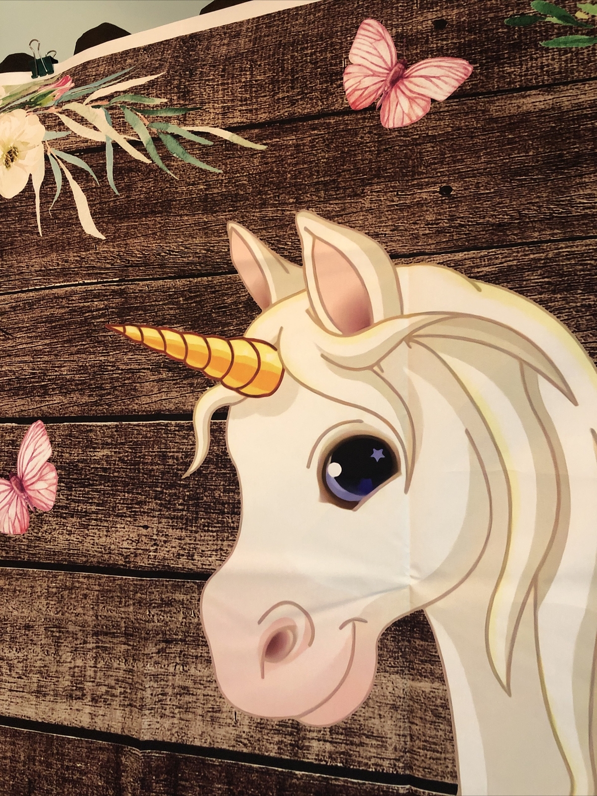 5×7 Ft Unicorn Happy Birthday Party Photo Backdrop Banner Pink Rose Butterfly