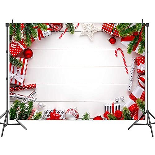 Xmas Holiday Party White Wooden Board Xmas Bells Gift Bokeh Photography