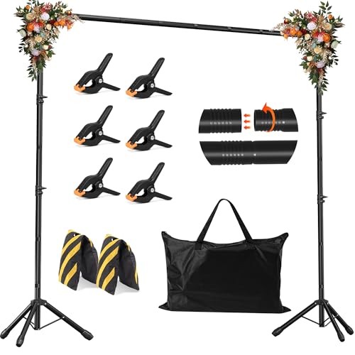 10×8.5 FT Backdrop Stand for Parties, Adjustable Photo Backdrop 10×8.5ft Black