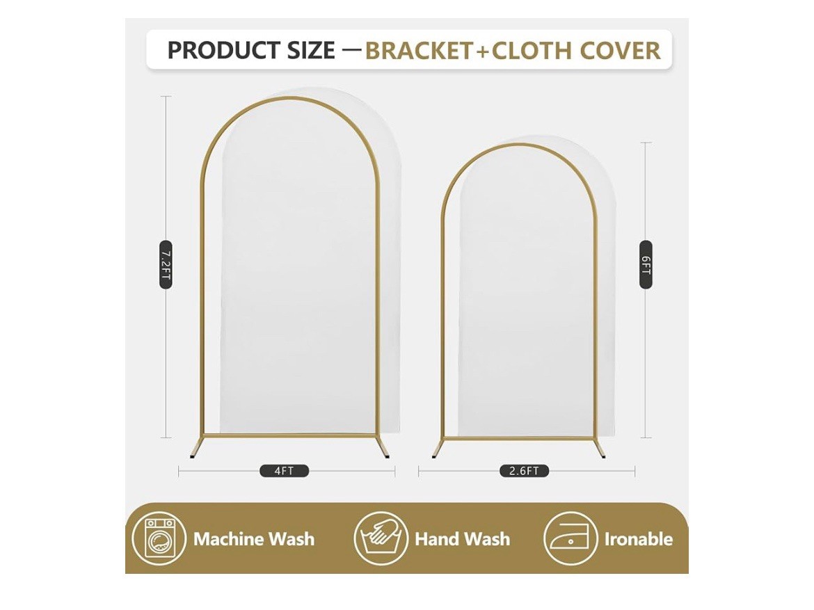 Arch Backdrop Stand and Cover Set, 3 Metal Balloon Arch 4ft,5ft,6ft White