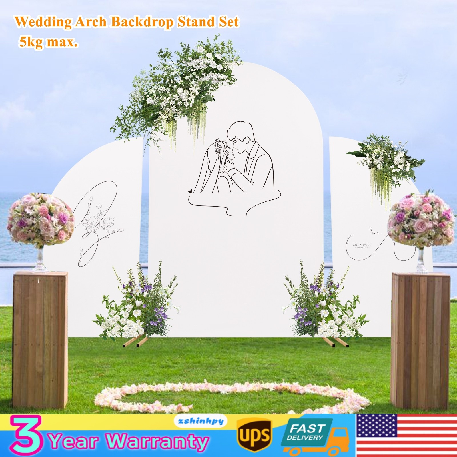 Metal Wedding Stand Backdrop Rack DIY Party Arch Flower Holder with Fabric Cover