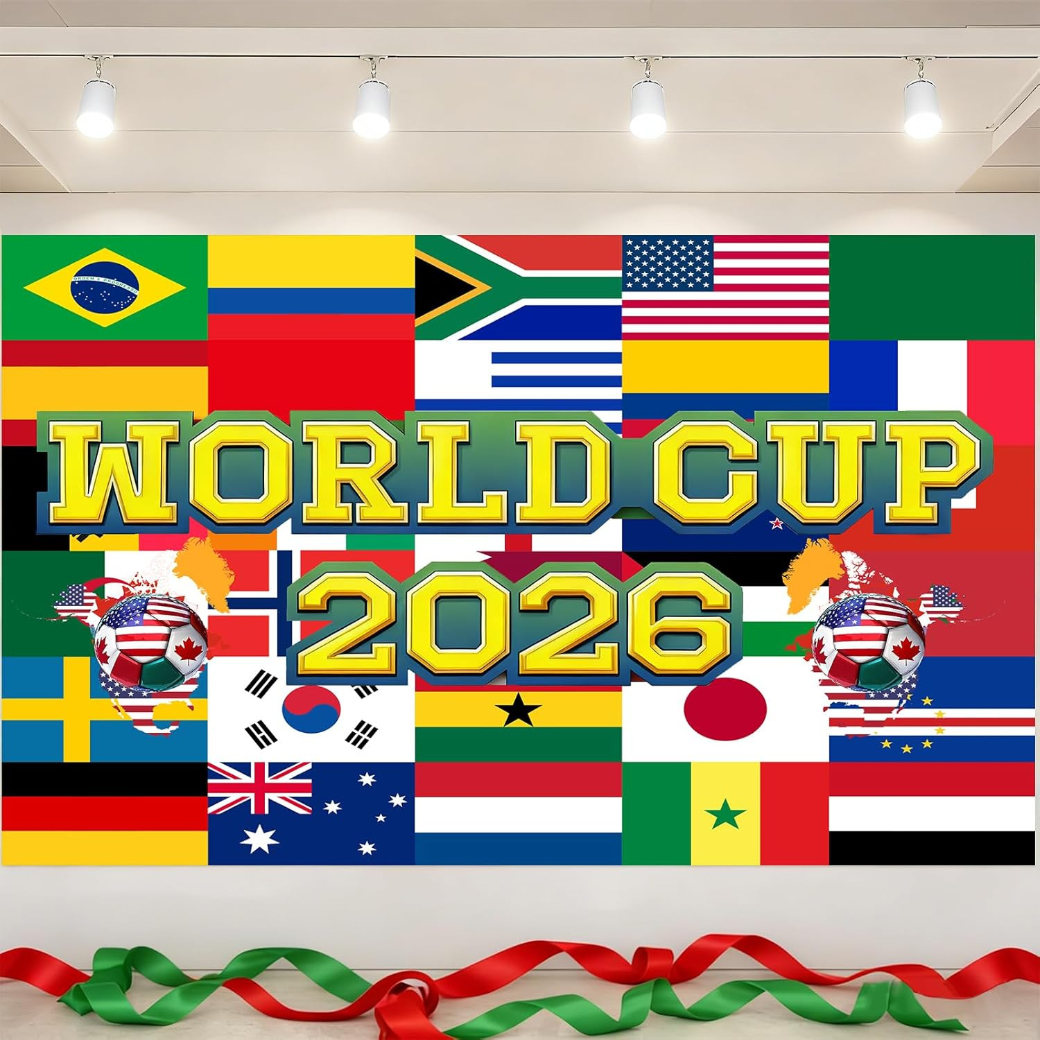 World Football Cup Tournament Backdrop 5x3ft 2026 World Soccer Sport Themed S…