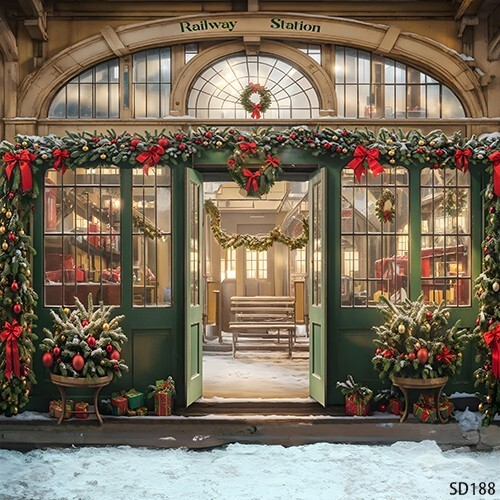 10’x10’CP Old Railway Station Scenic Microfiber Fabric background backdrop SD188