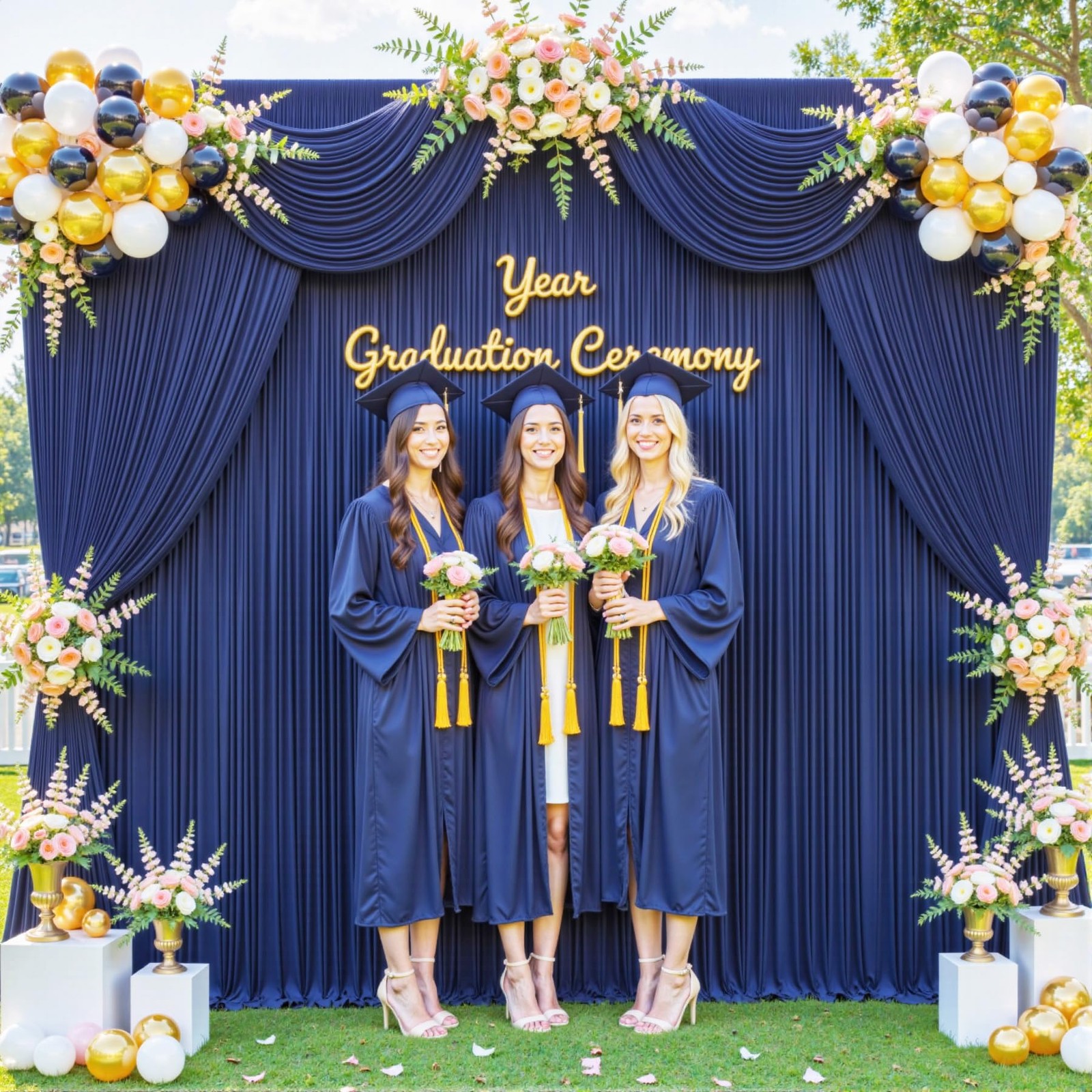 2 PCS 5×10 Ft Navy Blue Backdrop Curtain Wrinkle Free Photo Background Drape